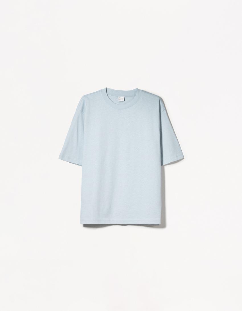 Oversize short sleeve heavy cotton T-shirt-Light blue