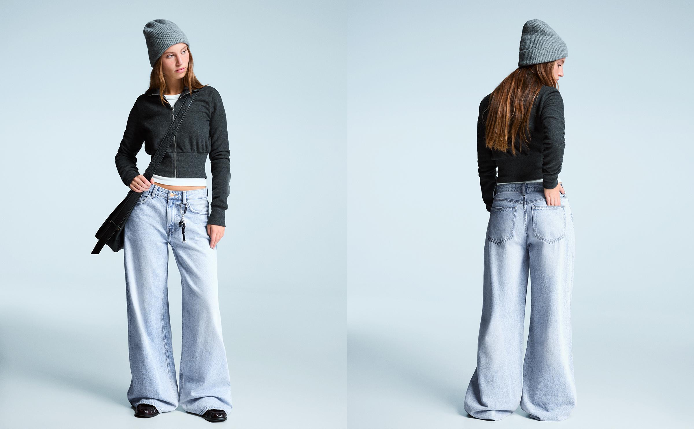 Orta bel geniş paça jean - Görsel 12