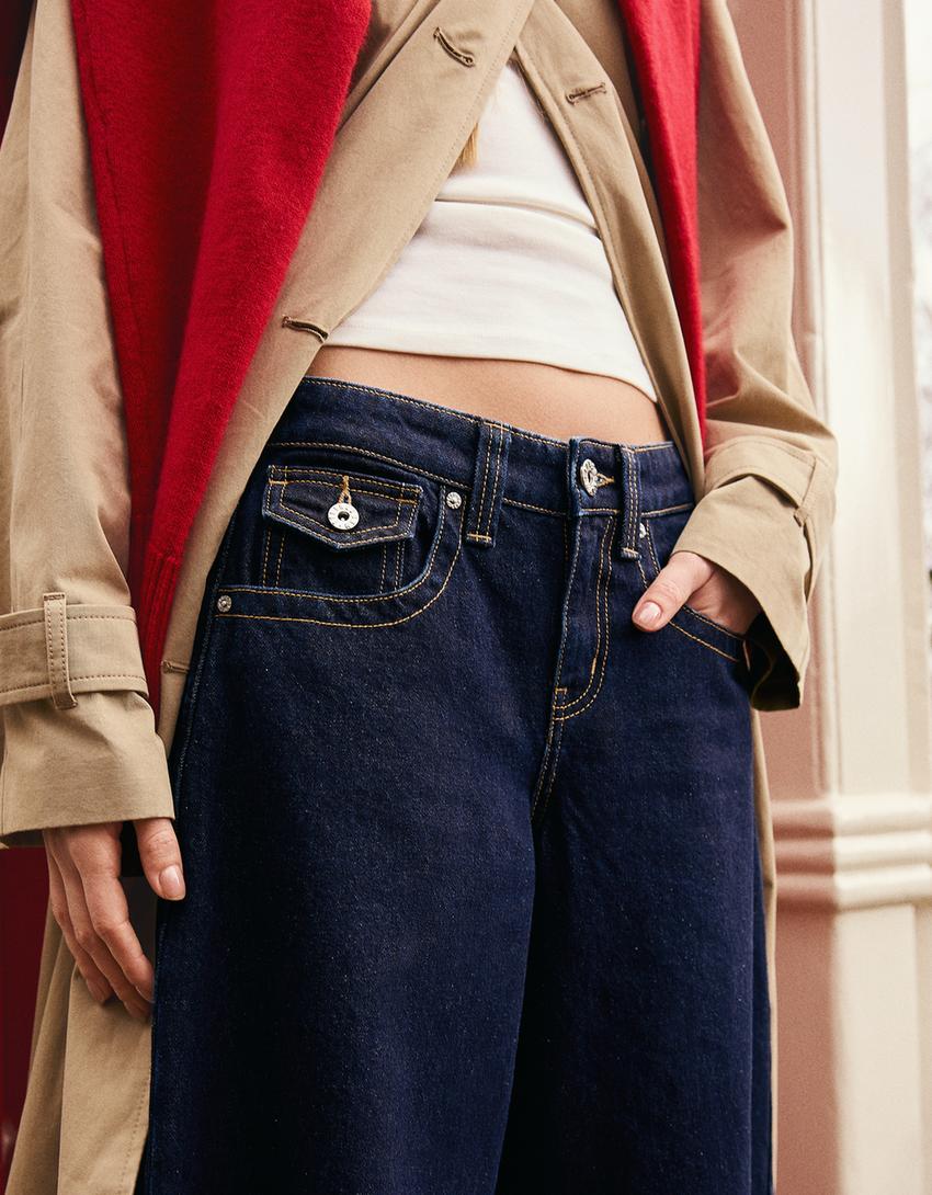 Loose fit jeans med lav talje-Marineblå