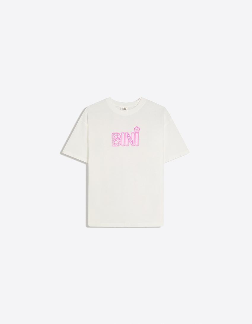 Oversize BINI print T-shirt-Off white