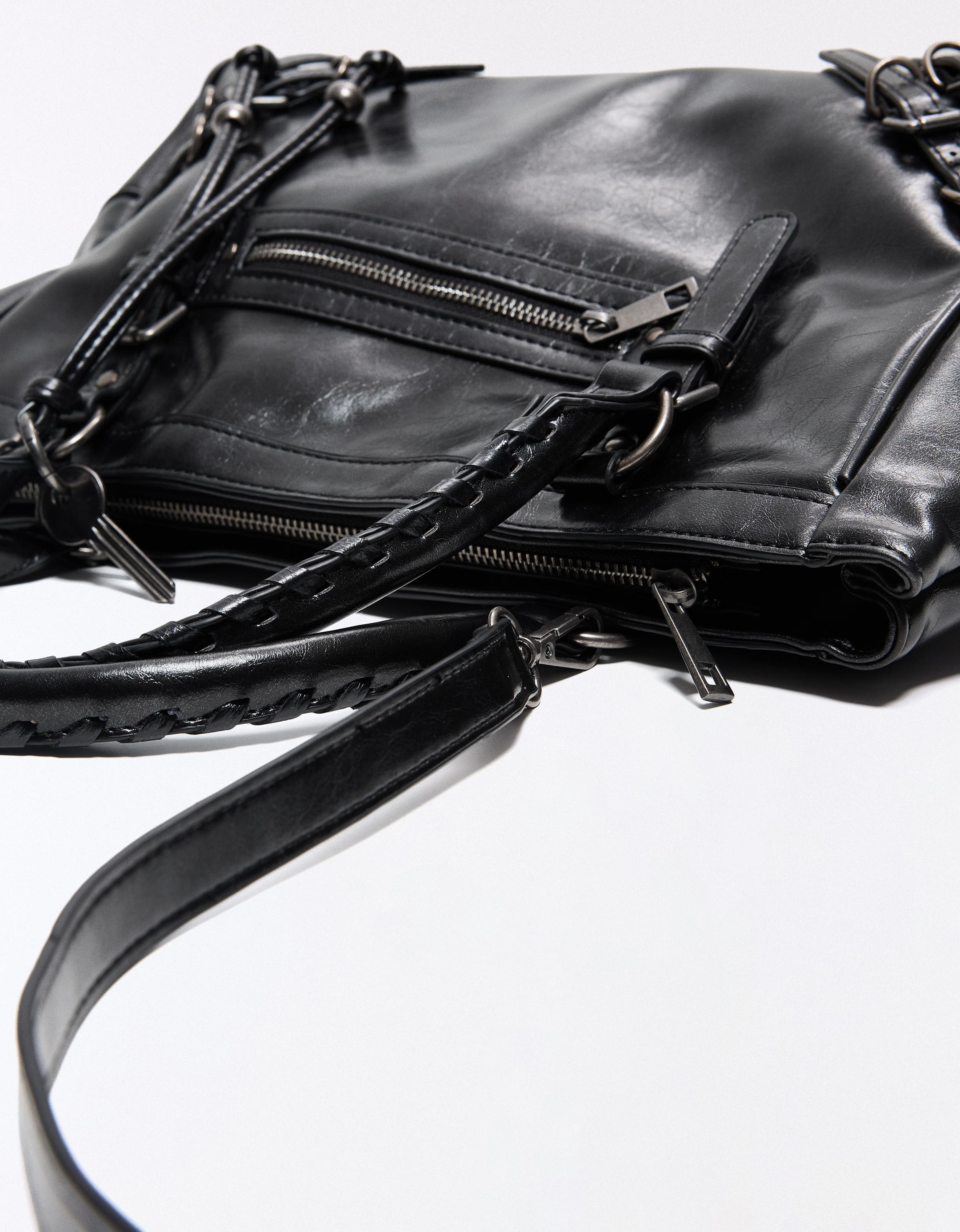 Zip and buckle bag — Black