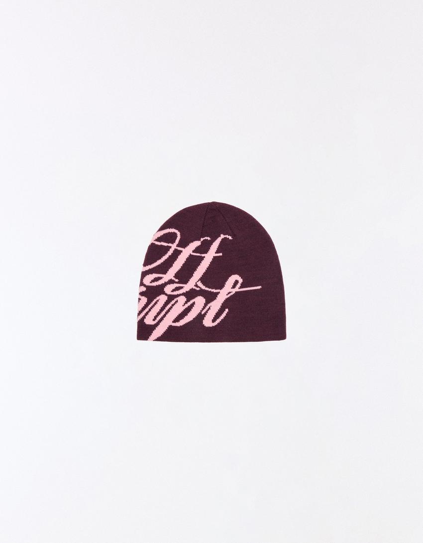 Berretto beanie grafico-Bordeaux
