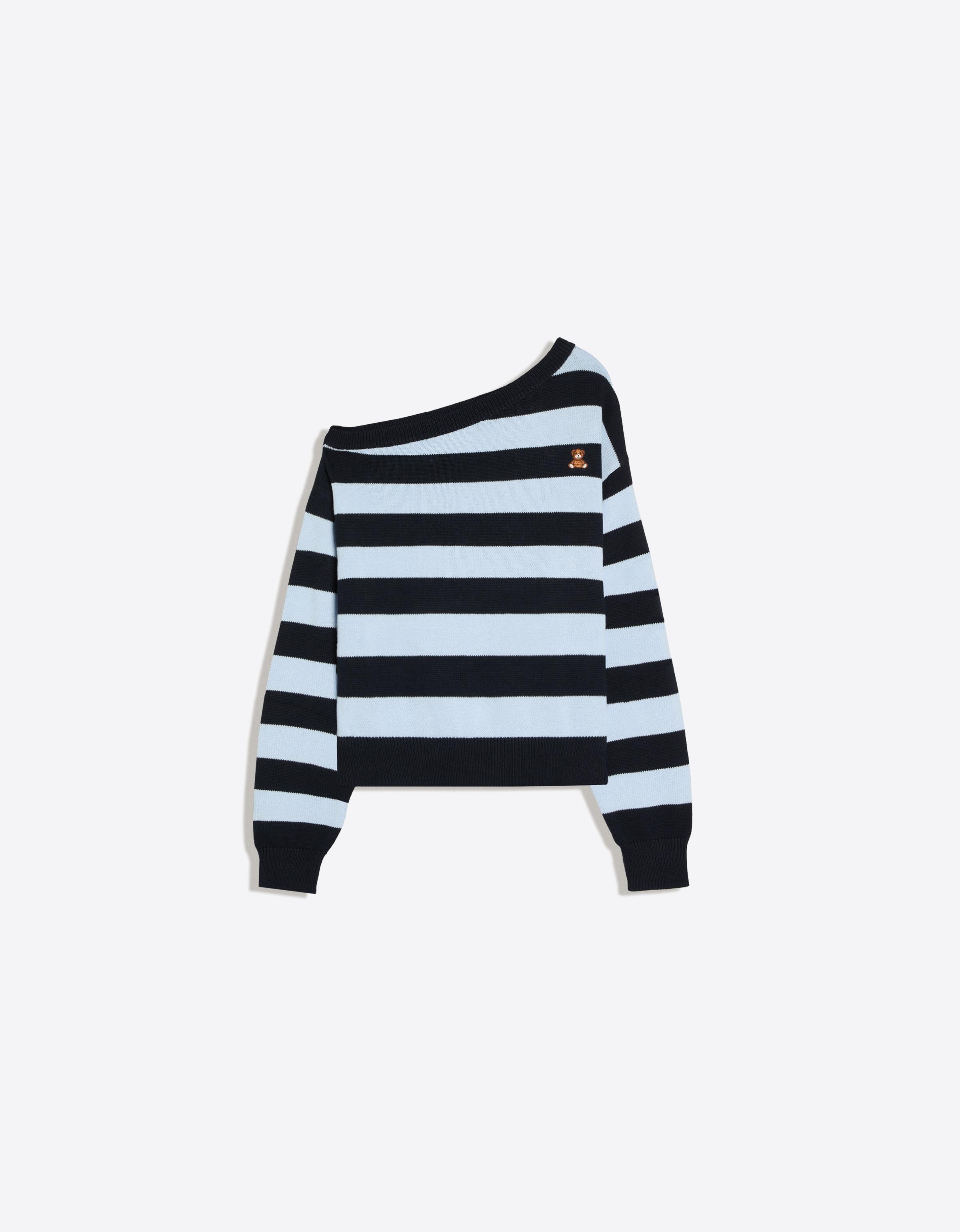 Bear embroidered boat neck jumper — Blue