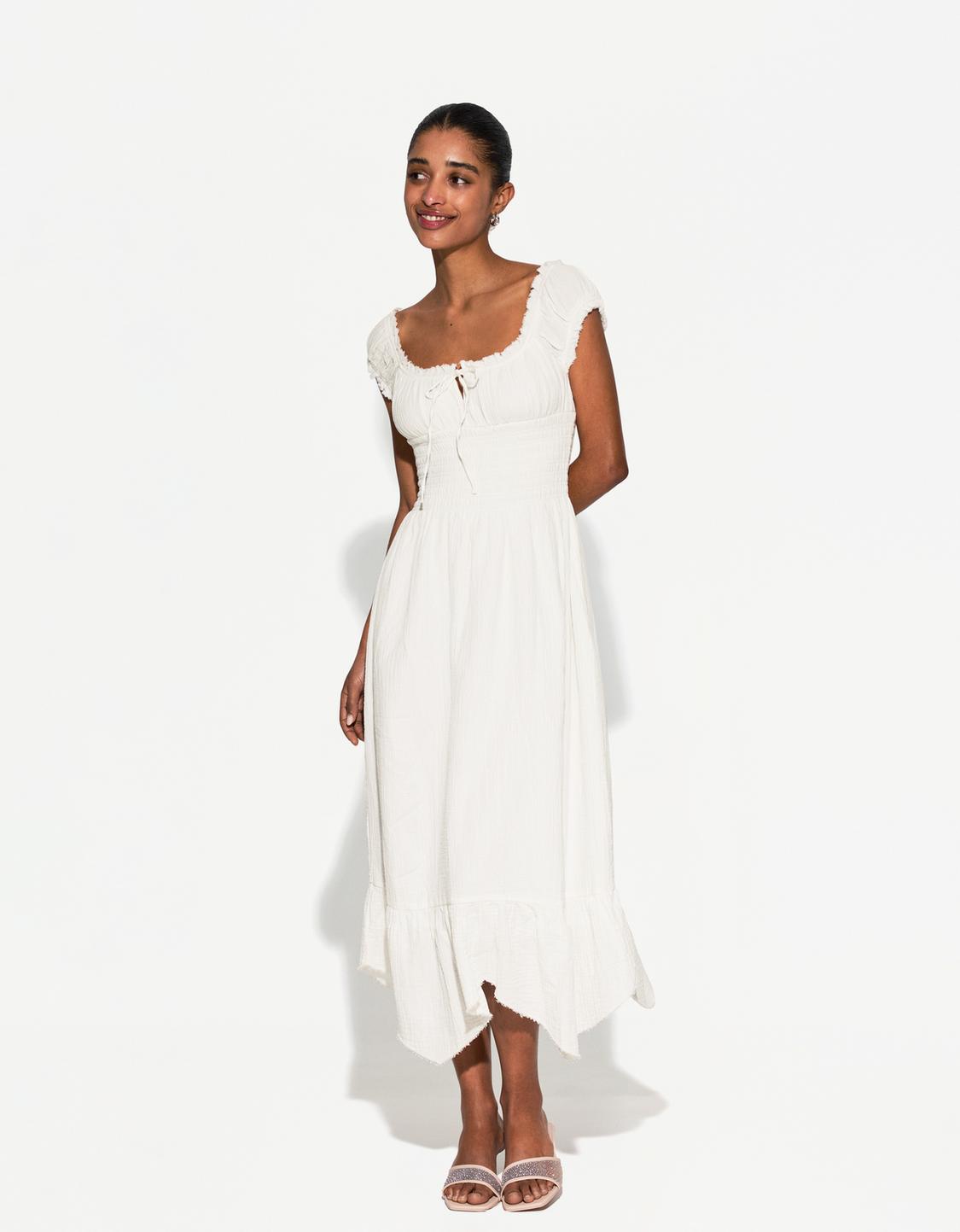 Rustic textured midi dress