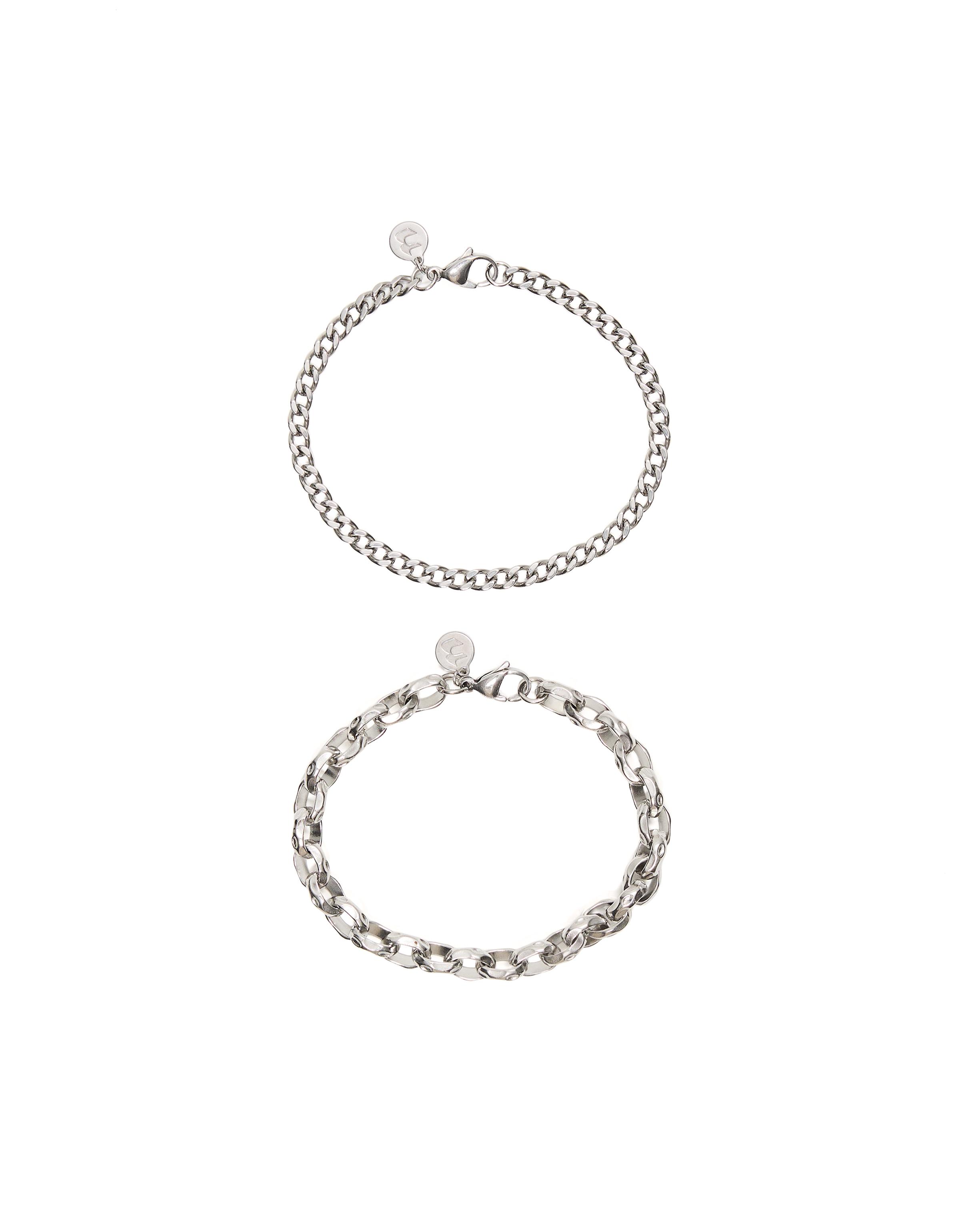 Pack of 2 steel chain bracelets — Silver