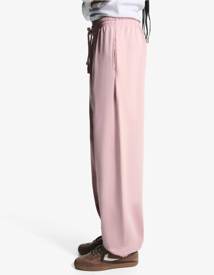 Pantaloni jogger flaușați-Roz