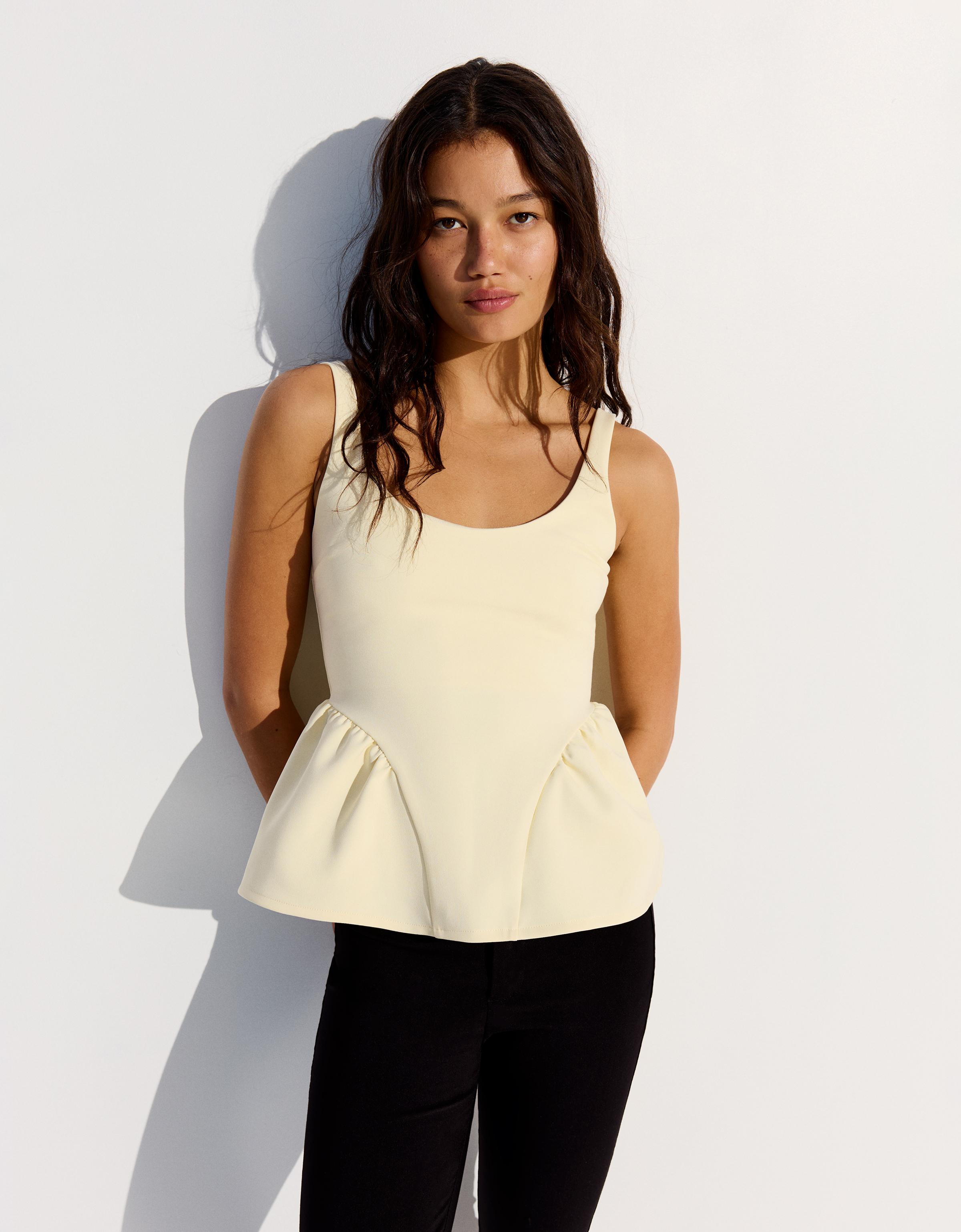 Top Tirantes Peplum Mujer L Amarillo