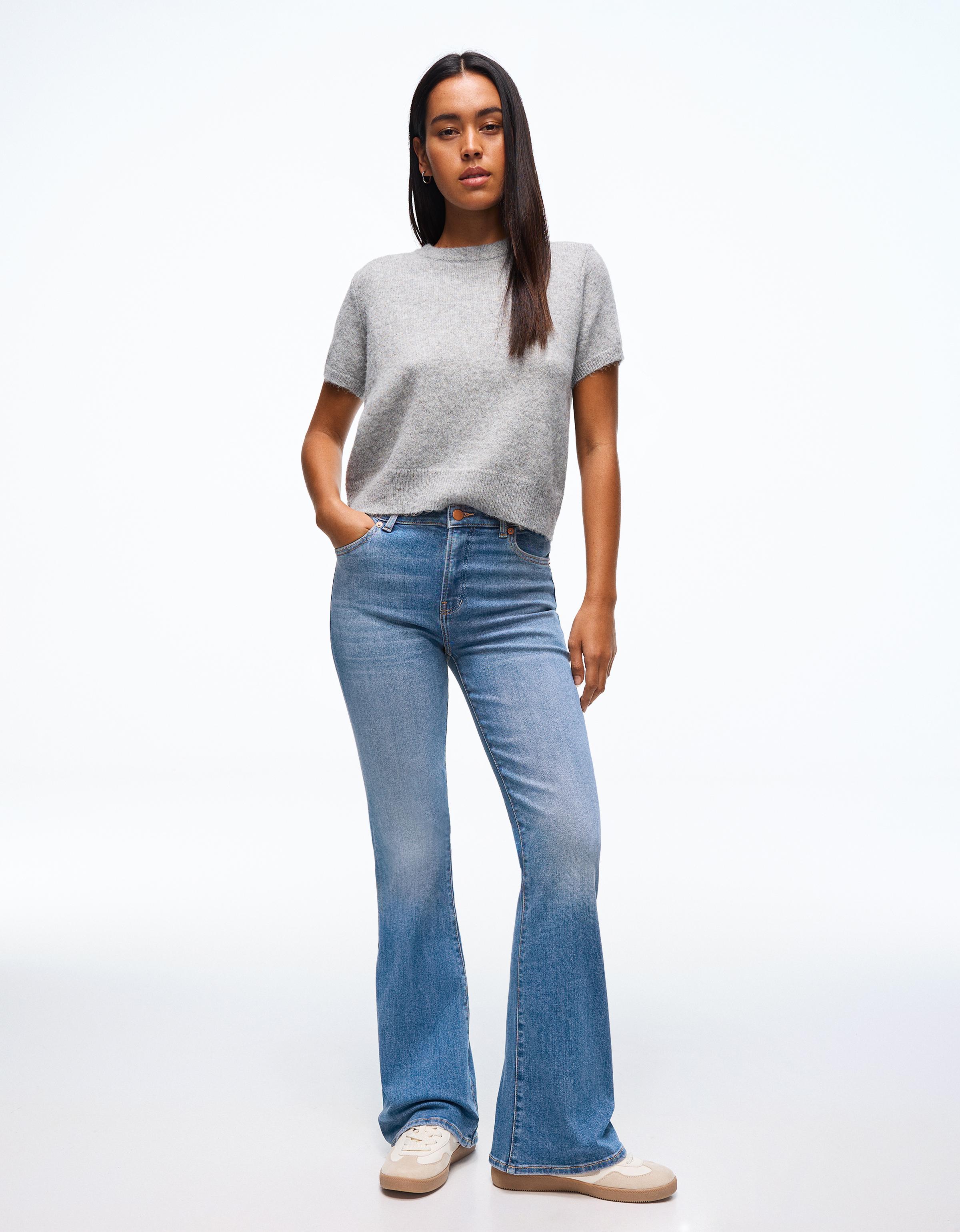 High-waist flared jeans