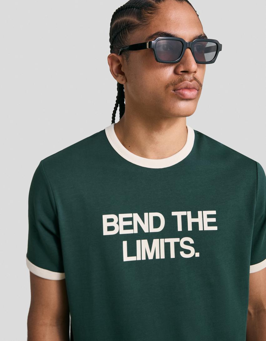 Camiseta manga corta rib print-Verde