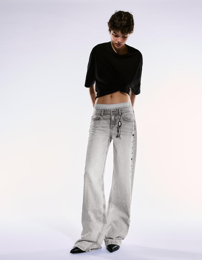 Texans baggy tatxes estrelles-Gris-0