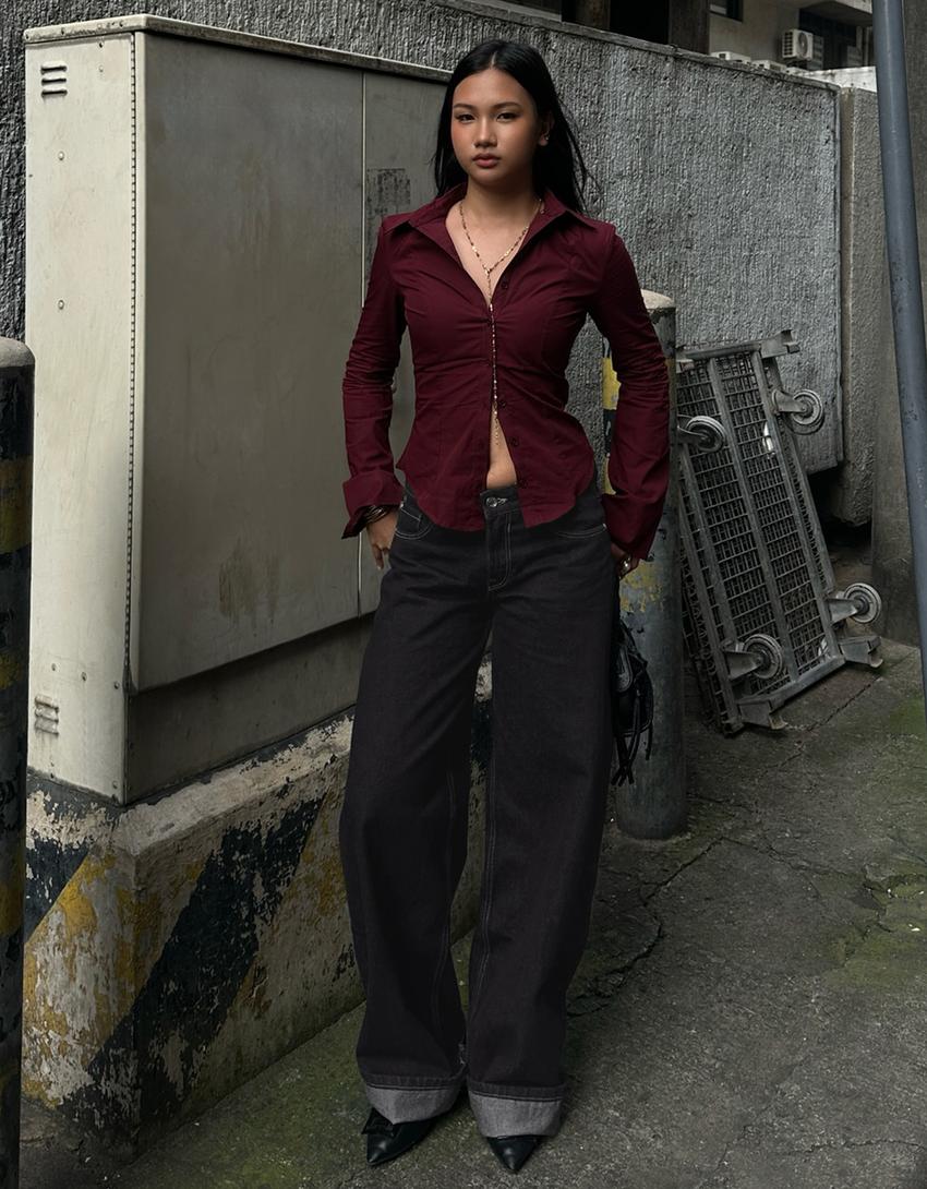 Low-rise boyfriend jeans-Dark grey