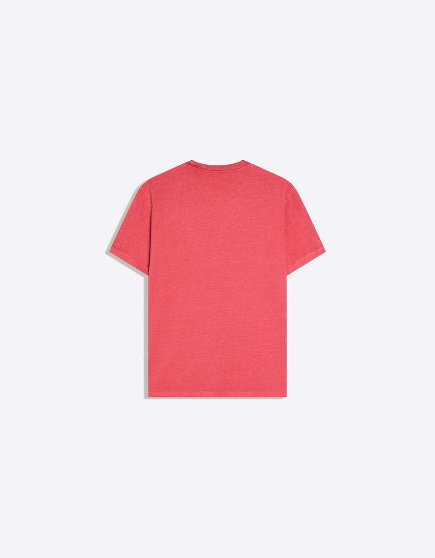 Camiseta manga corta roll up print-Rojo