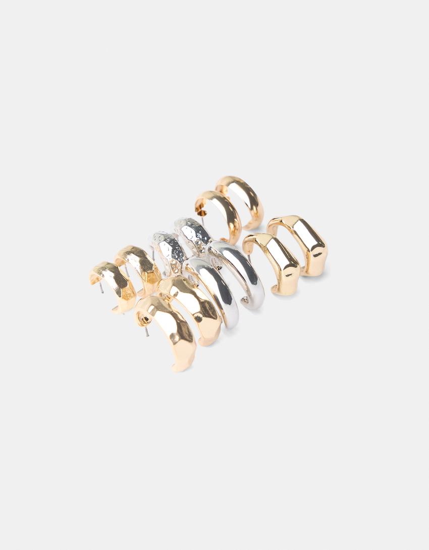 6-pack of hoop earrings-Gold-1