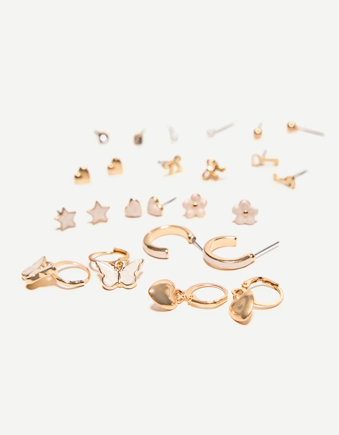 12-pack of mother-of-pearl-effect earrings