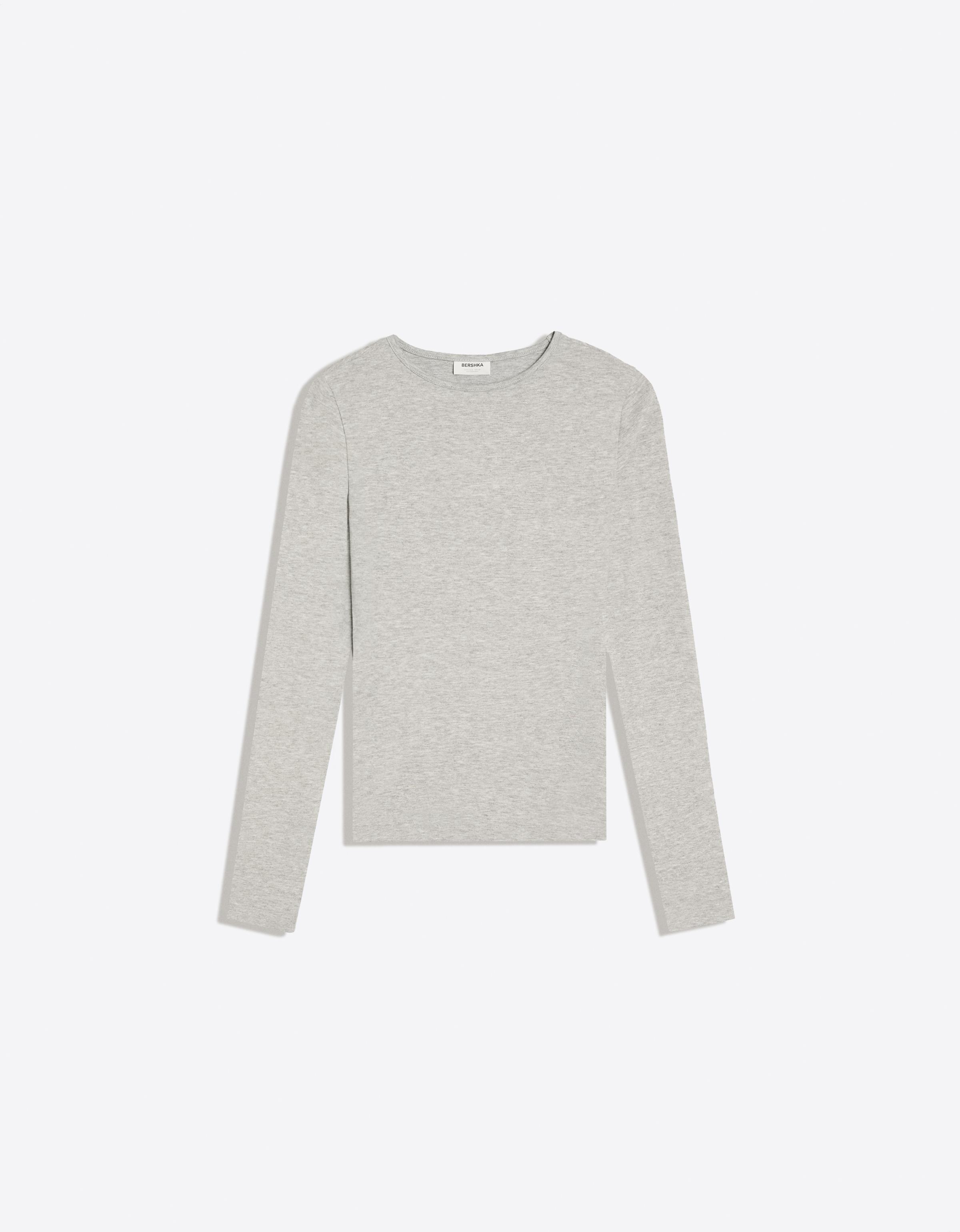 Round neck long-sleeve T-shirt — Grey