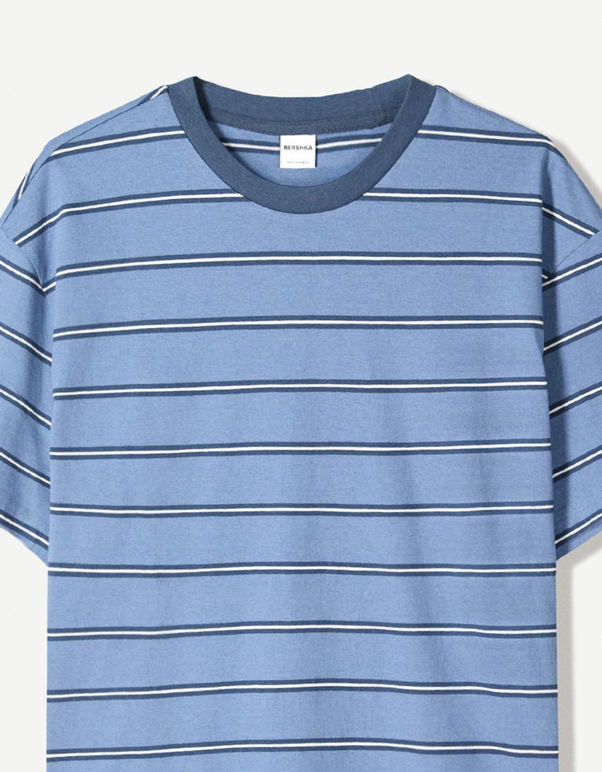 Tricou cu mânecă scurtă-Albastru-2