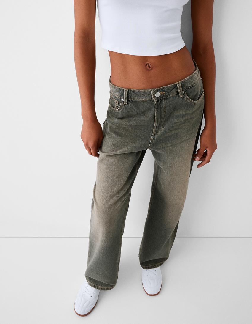 بنطال جينز واسع-أزرق مغسول من الخارج-3