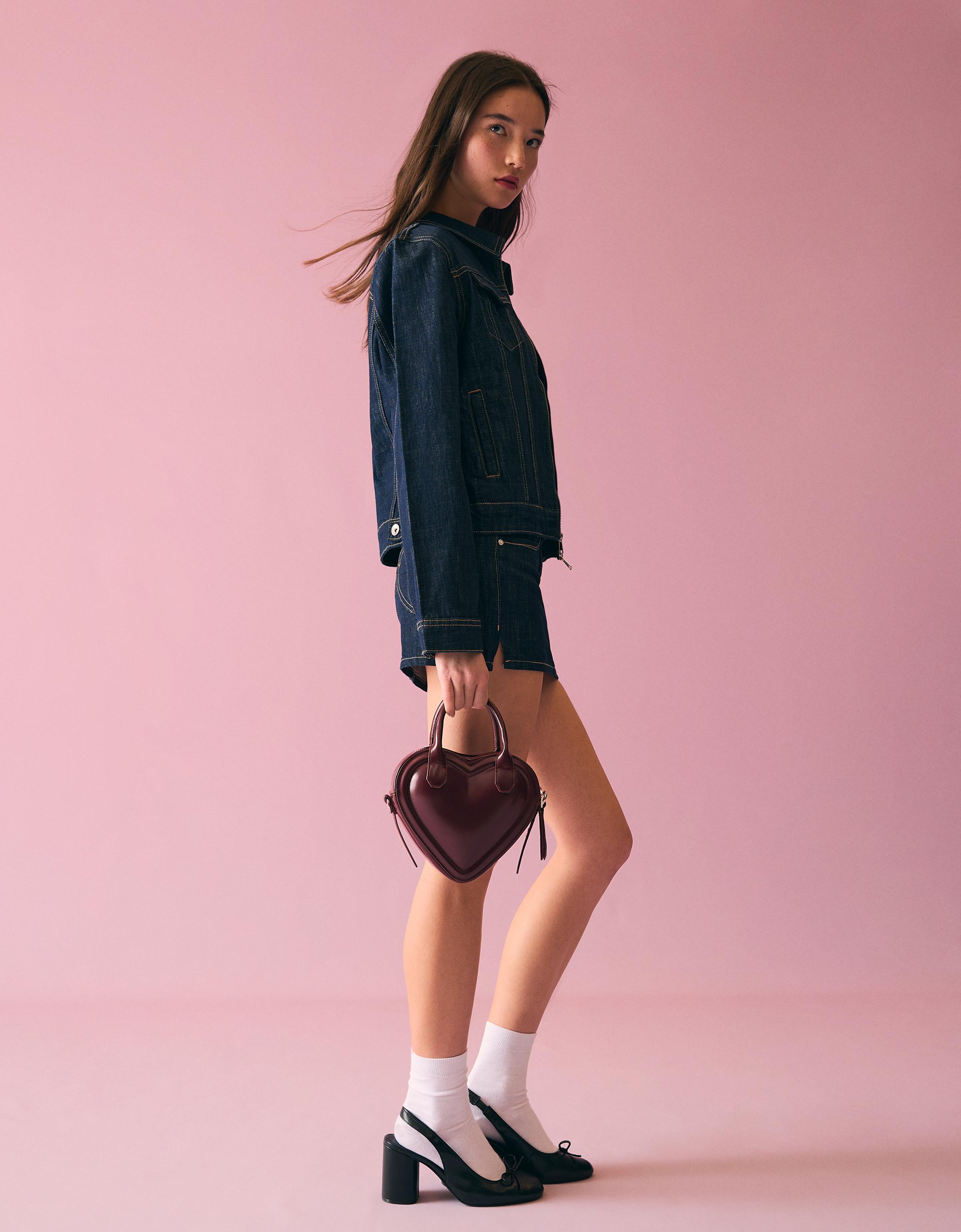 Bershka Mini-Herztasche Damen M Bordeaux