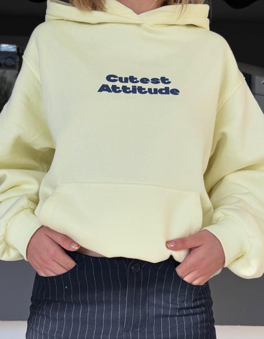 Pull à capuche imprimé-Jaune