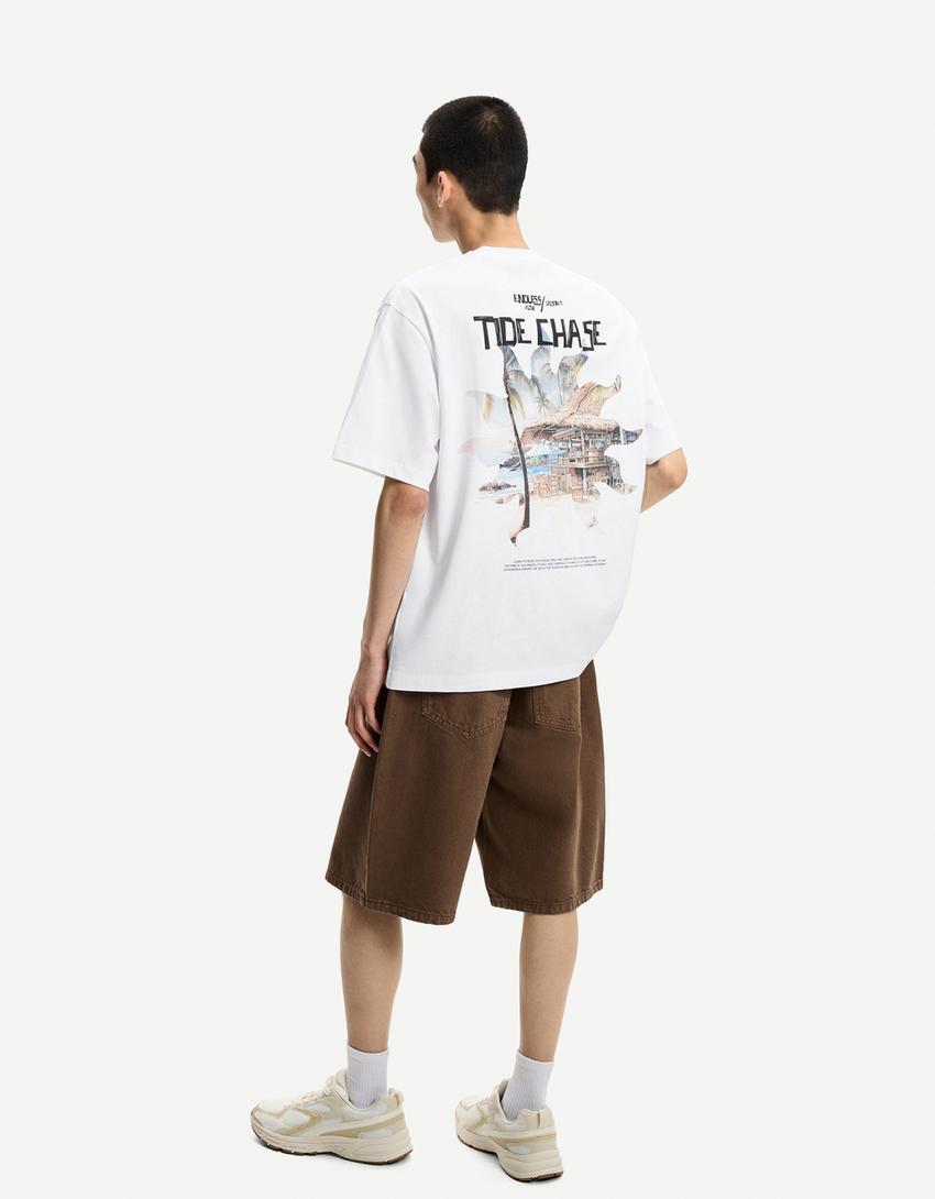 Short sleeve T-shirt with print-White-2