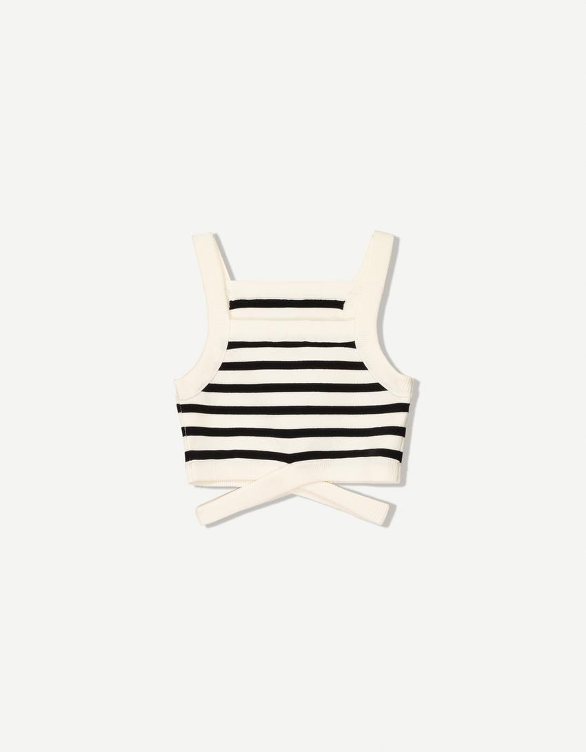 Top tirants cut out tires contrast-Negre