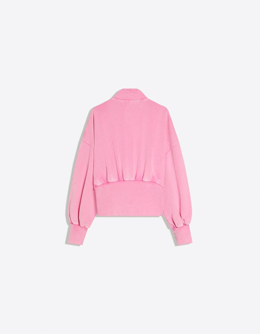 Faded-effect jacket with sash-Candy Pink