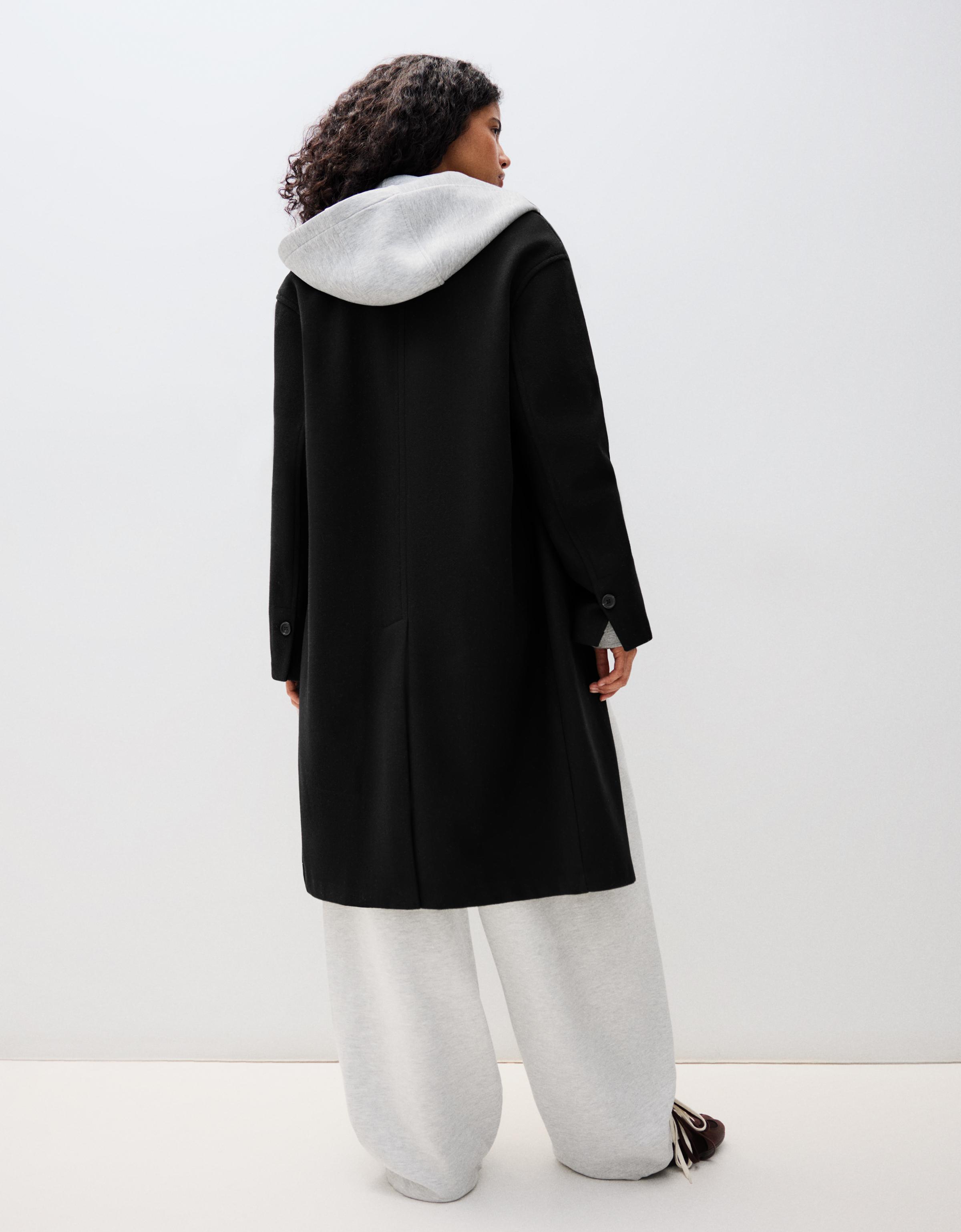 Soft-touch long coat — Black