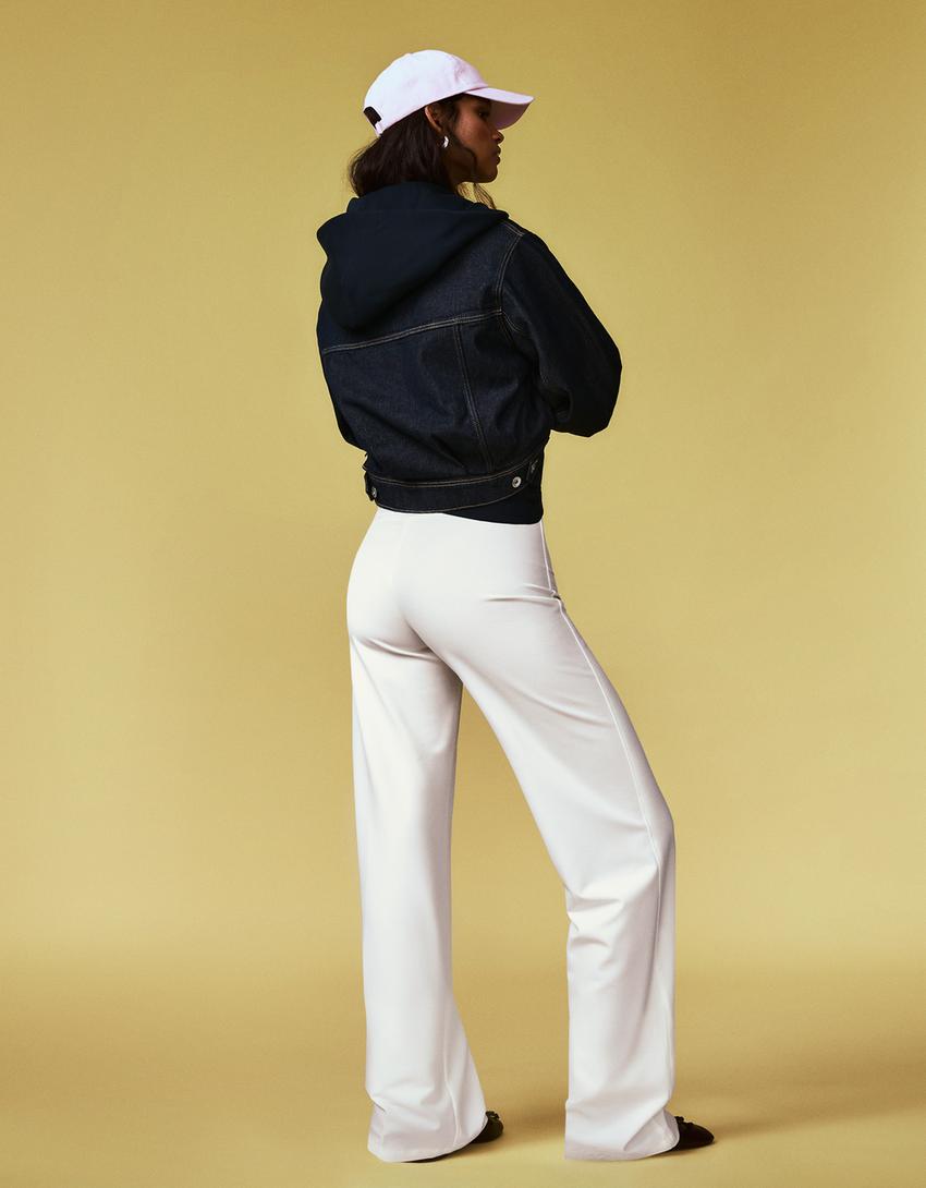 Pantalón wide leg-Blanco