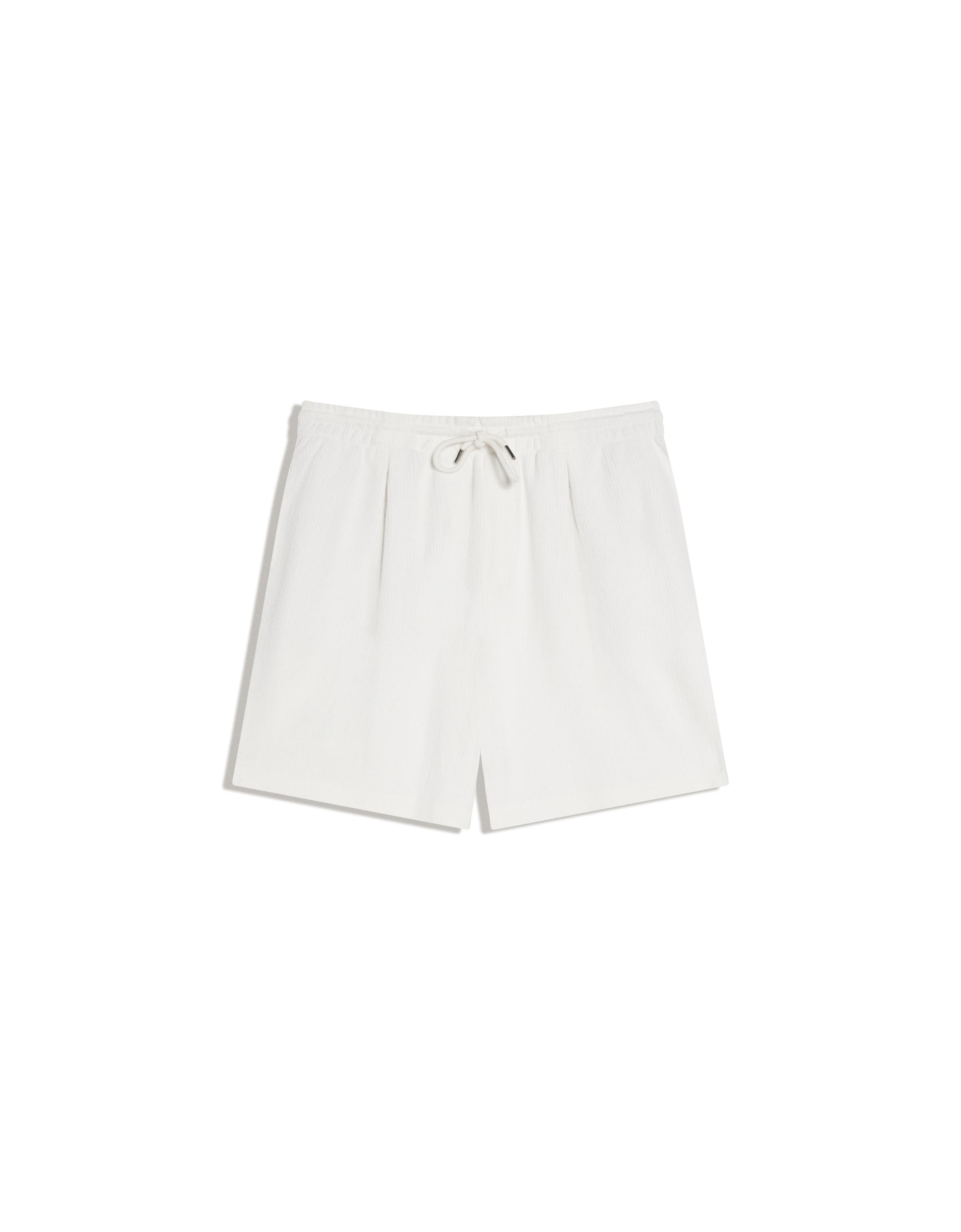 Textured plush Bermuda shorts — Off white