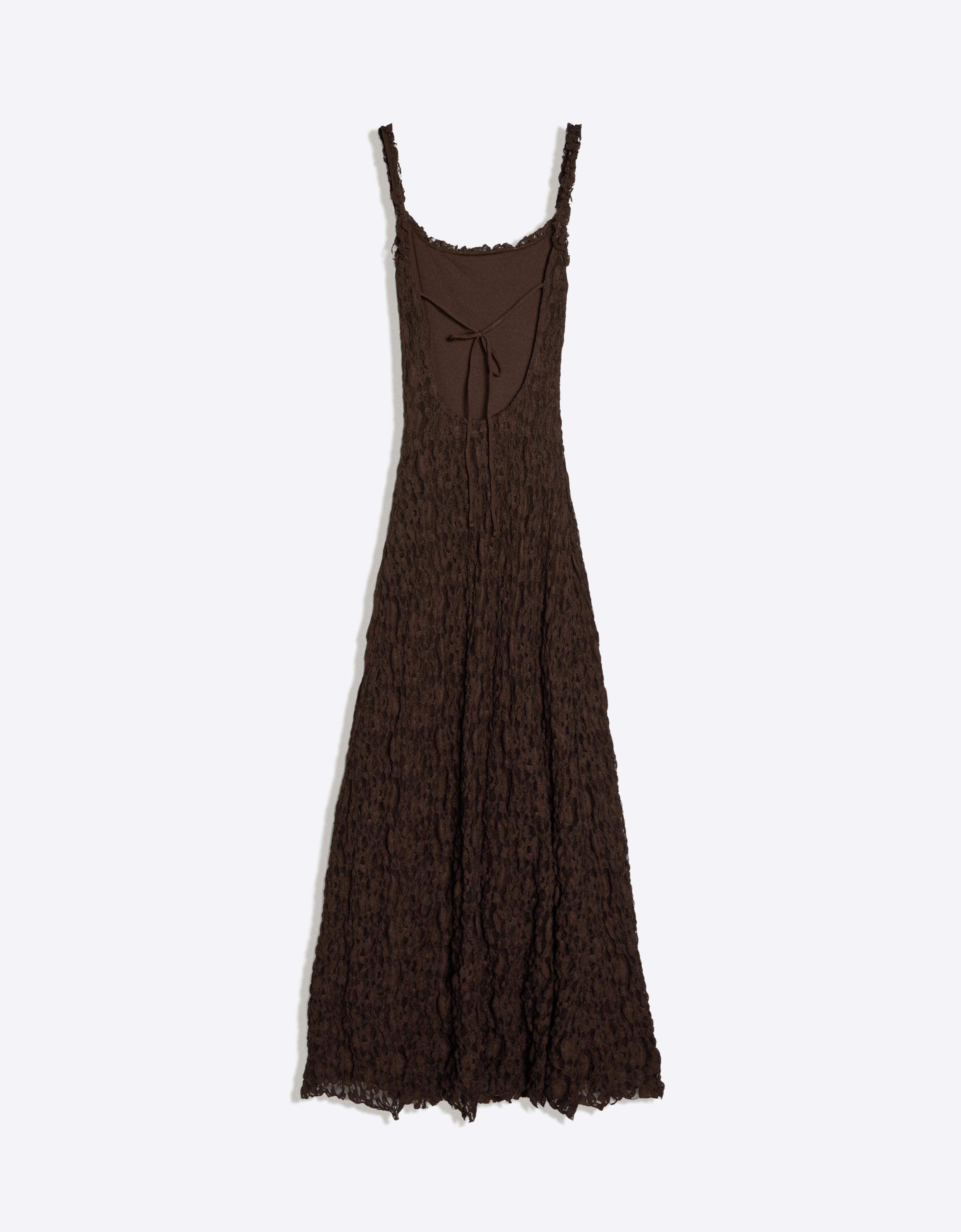 Lace midi dress — Brown