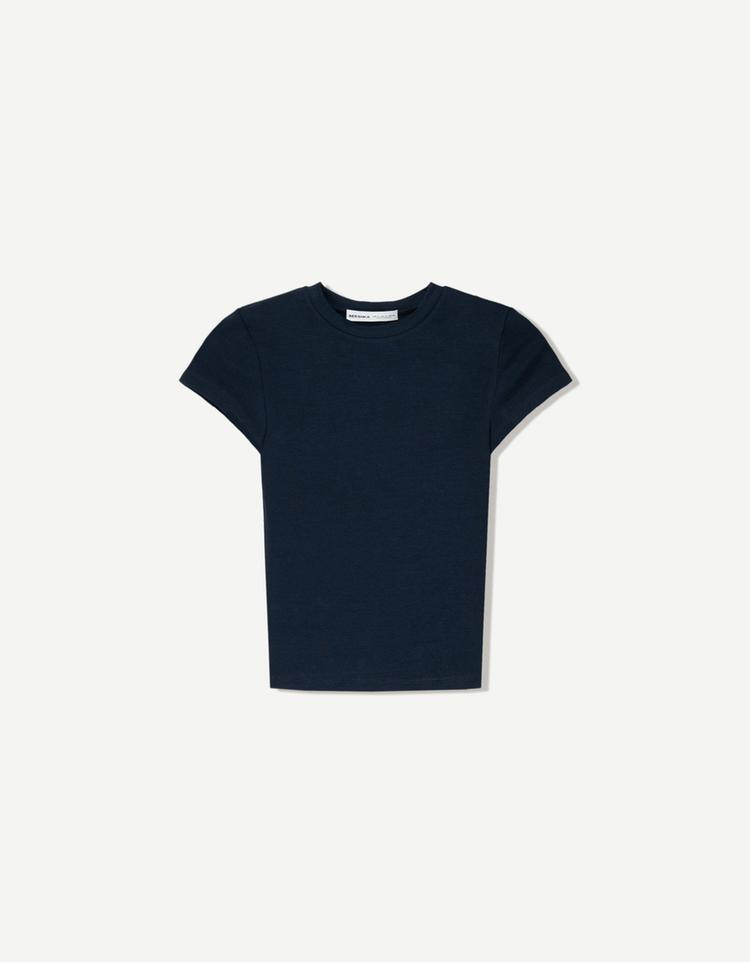 Kısa kollu bisiklet yaka t-shirt