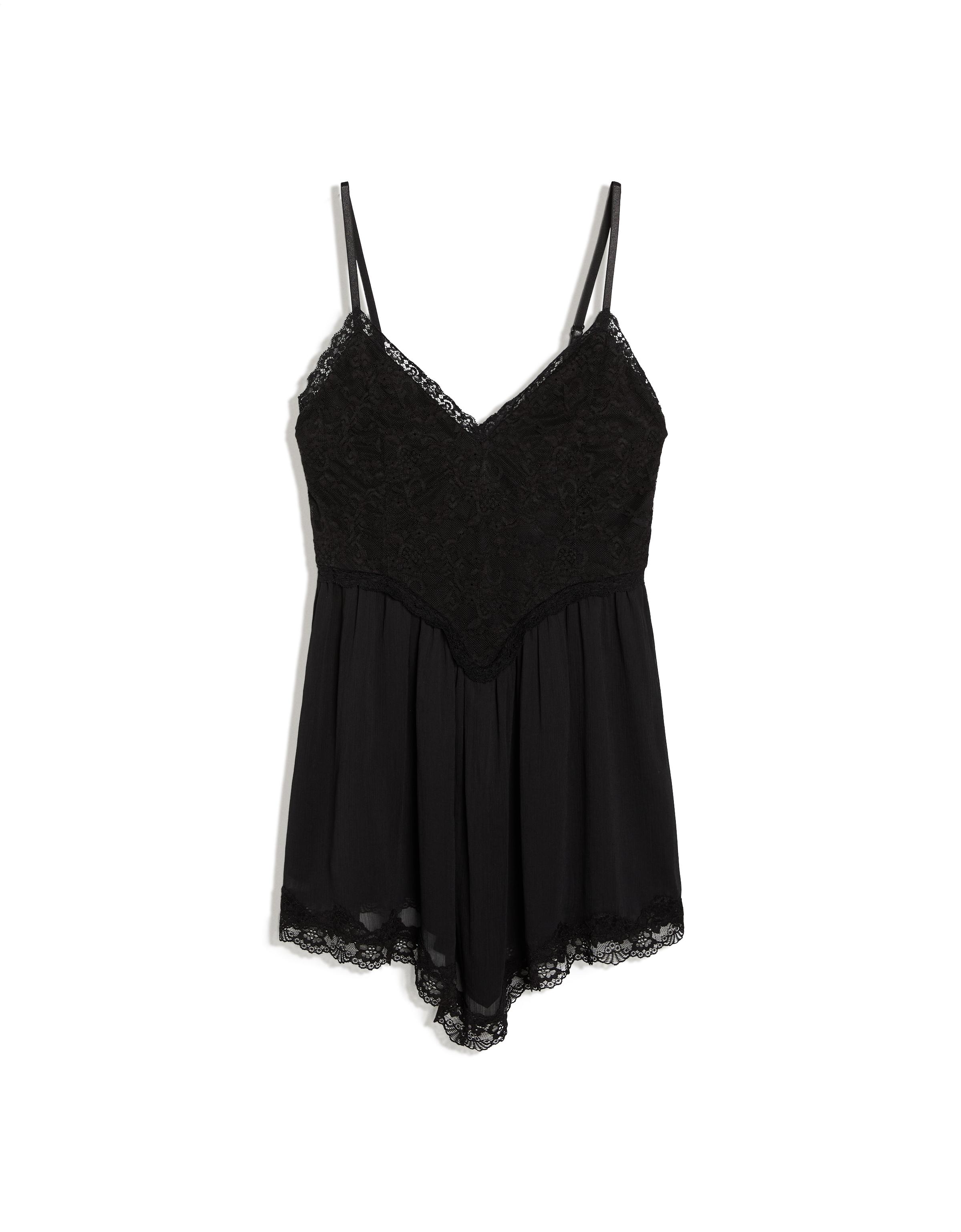 Lace strappy mini dress — Black