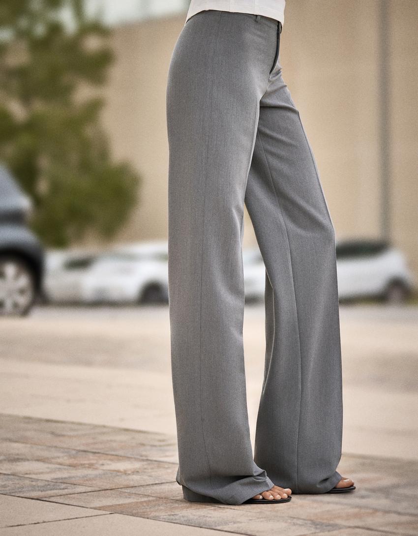 Geniş paça pantolon-Gri