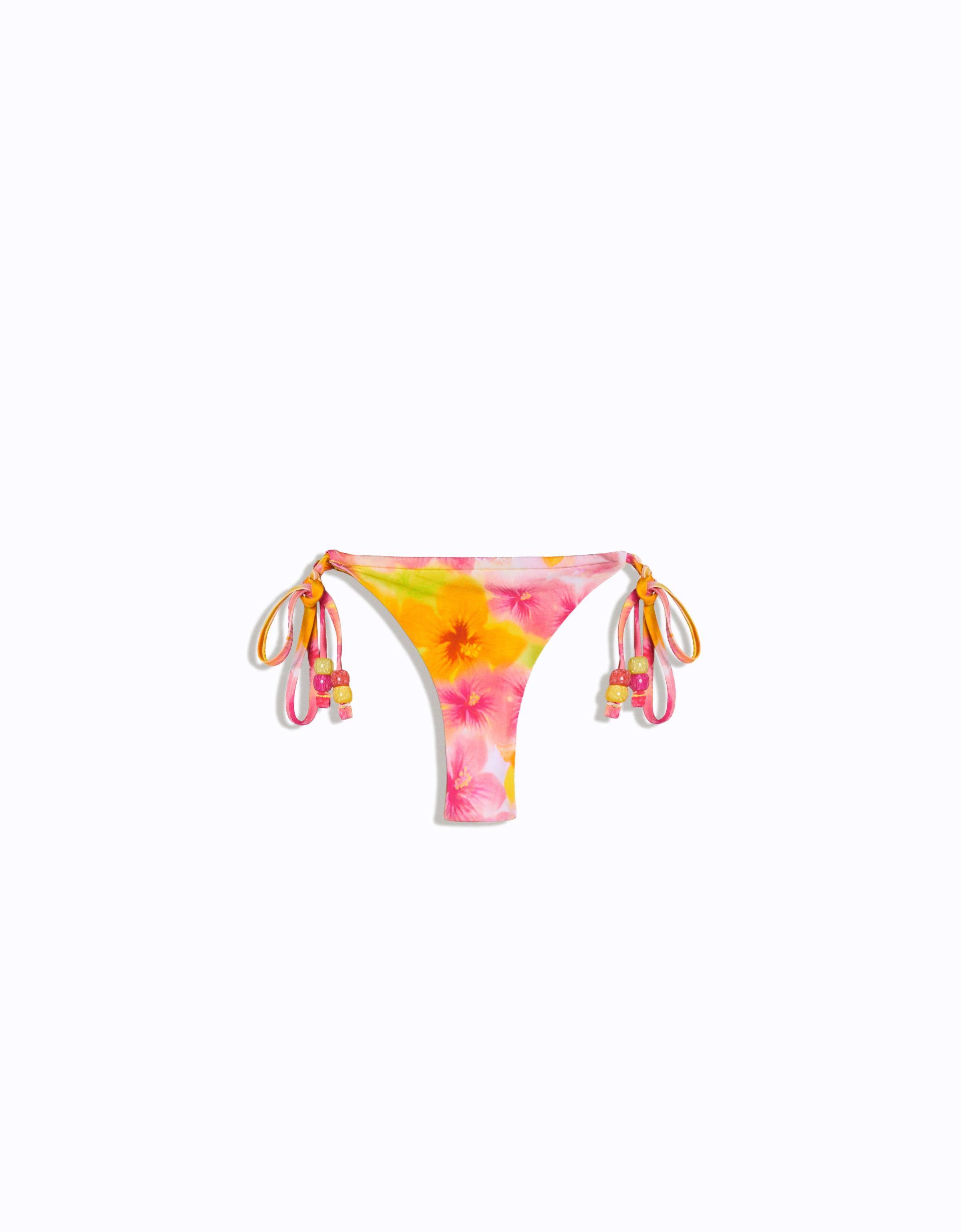 Floral thong bikini briefs — Orange