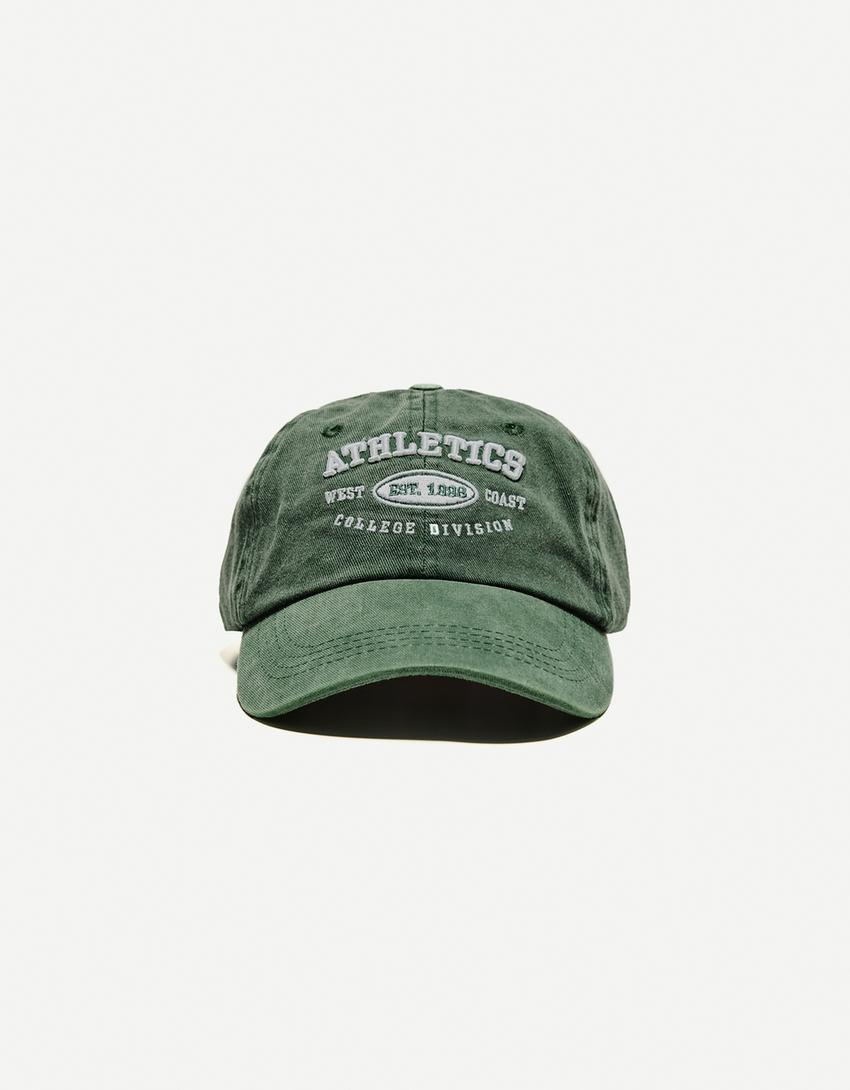 Casquette effet délavé broderie-Vert-2