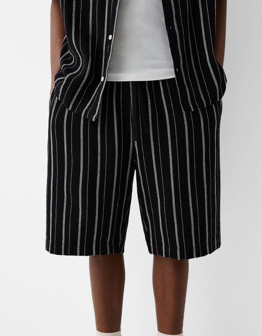 Bermuda rústica rayas-Negro-3