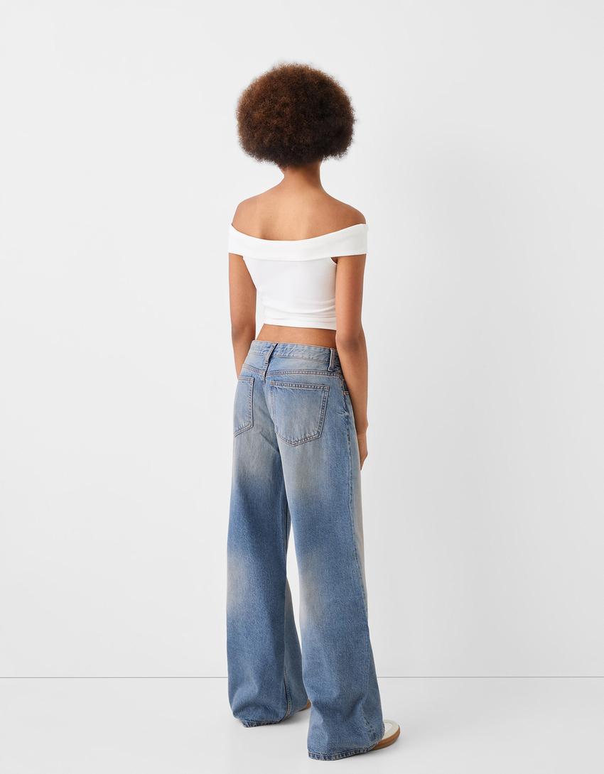 Wide-leg jeans-Washed out blue