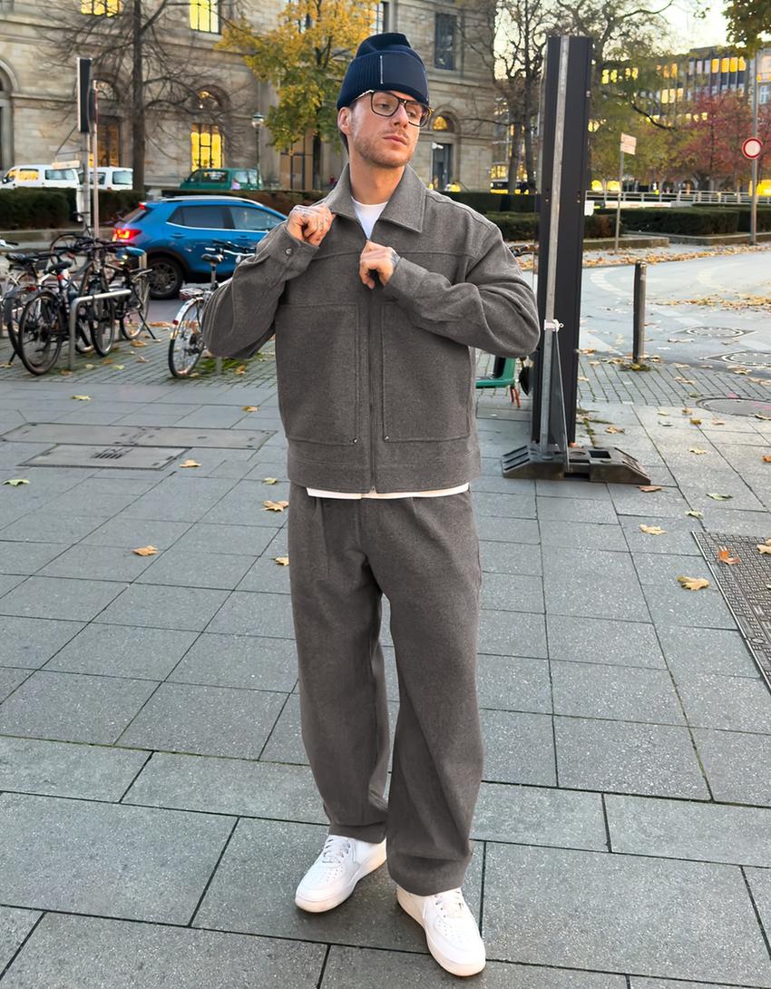 Balloon fit pazen pantolon-Koyu gri