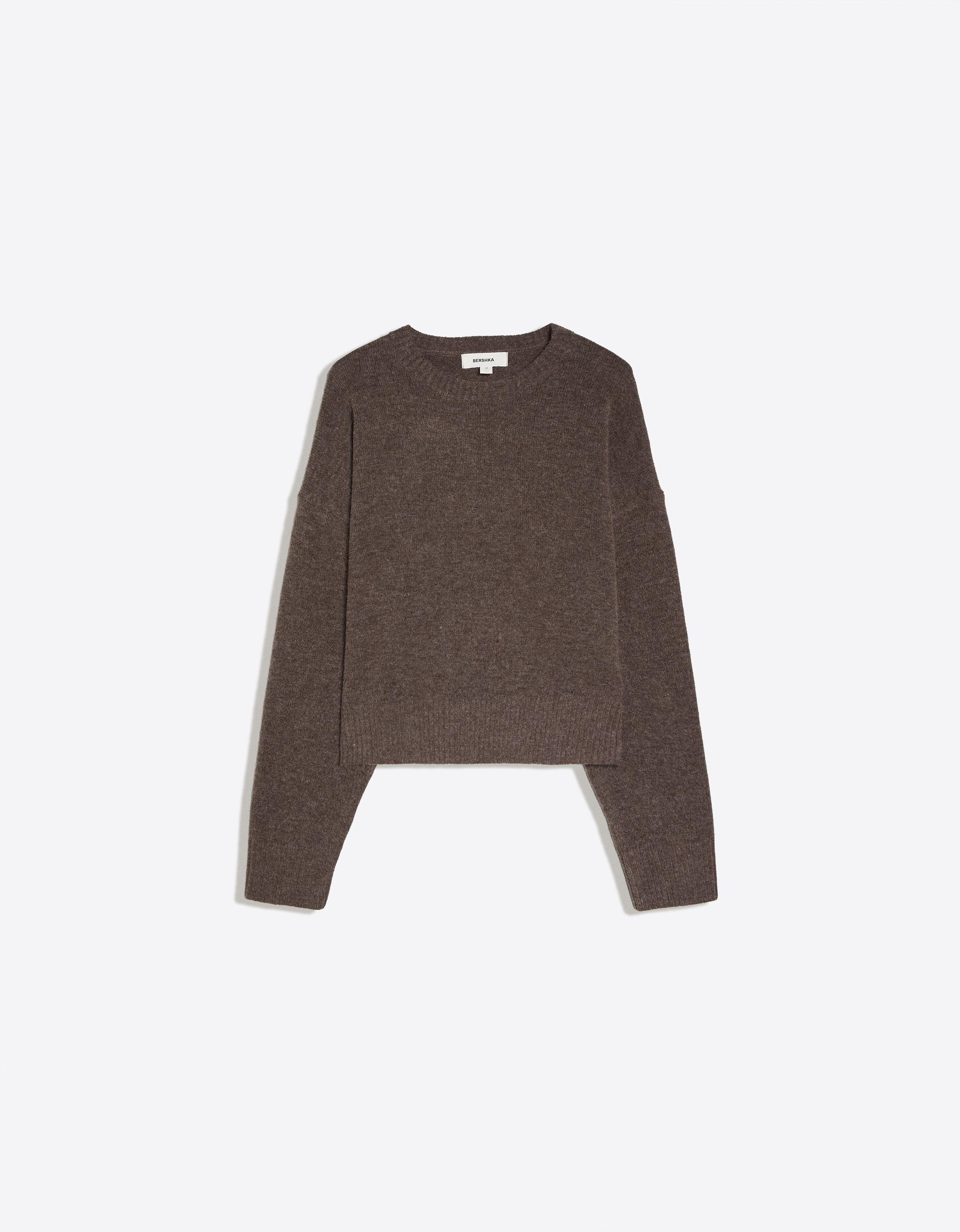 Round neck jumper — Brown