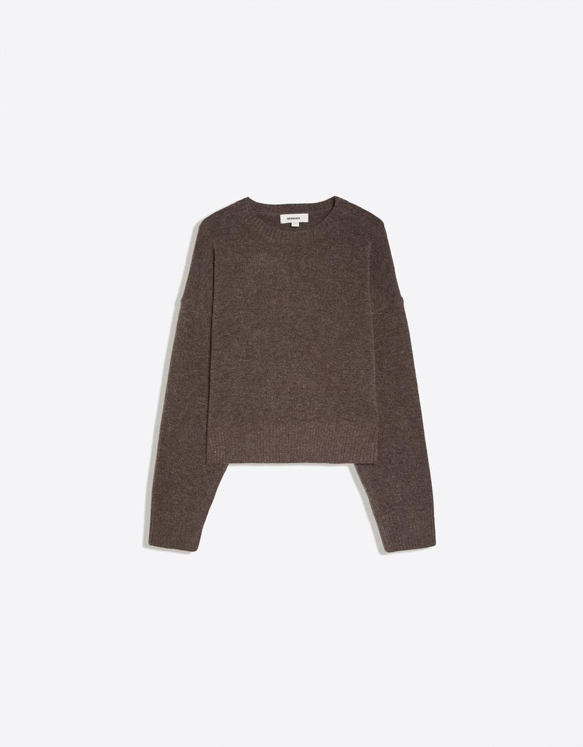 Pullover mit Rundausschnitt-Braun