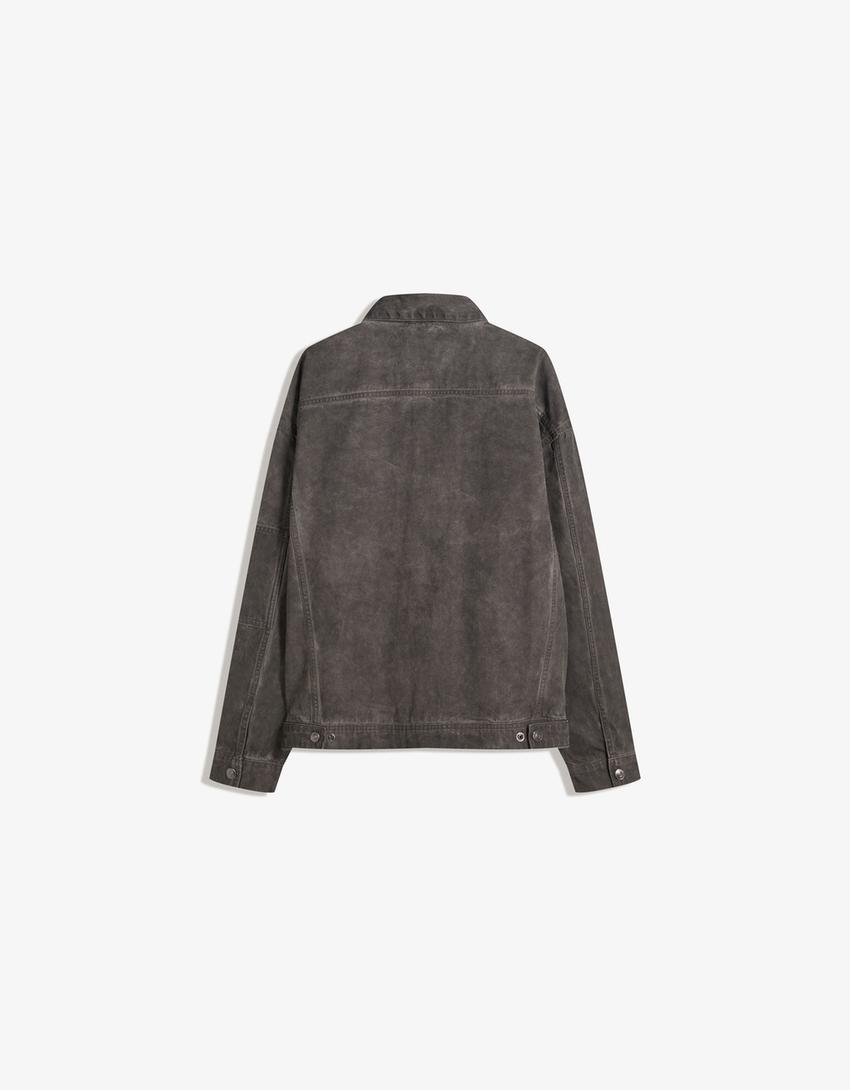 Cropped boxy fit overshirt-Grey