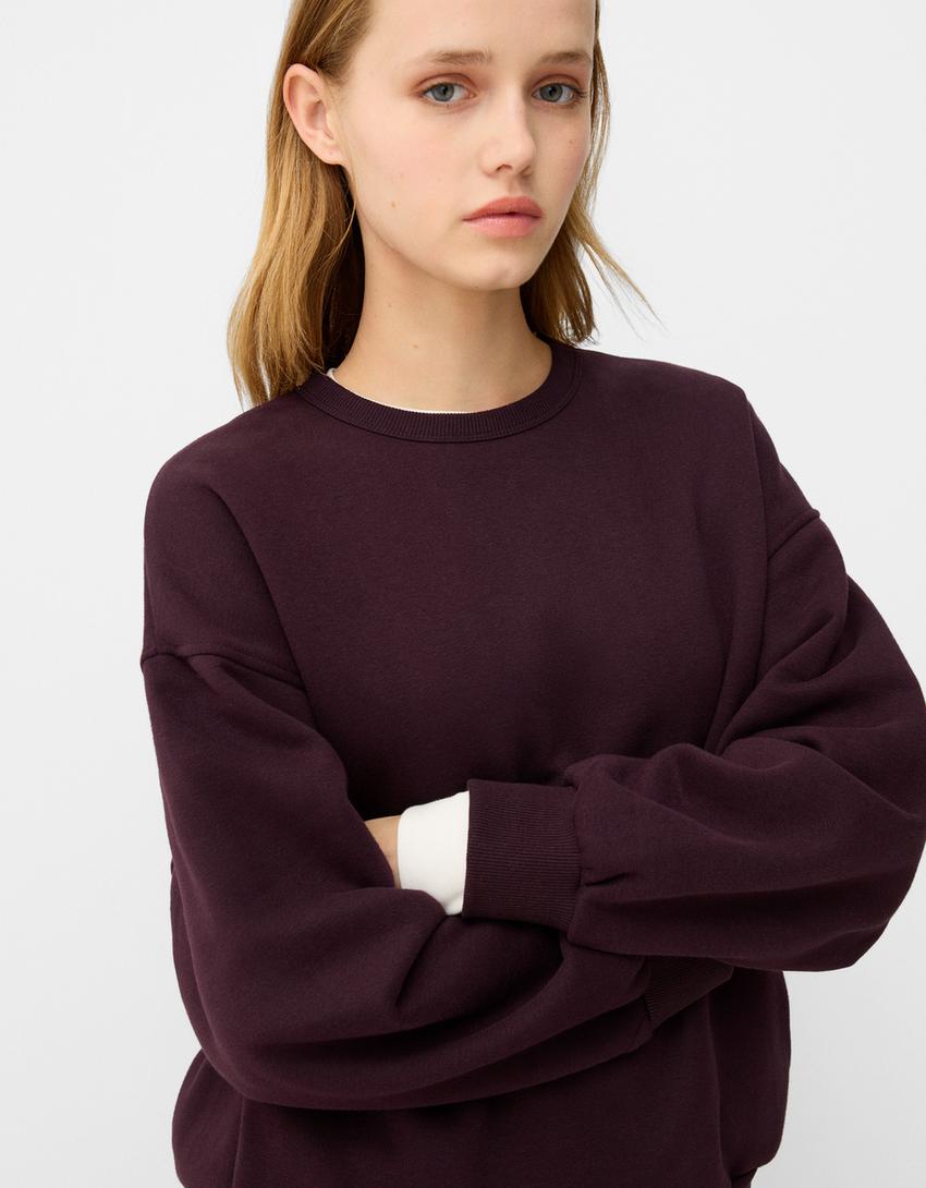 Felpa oversize con tasche laterali-Viola-1
