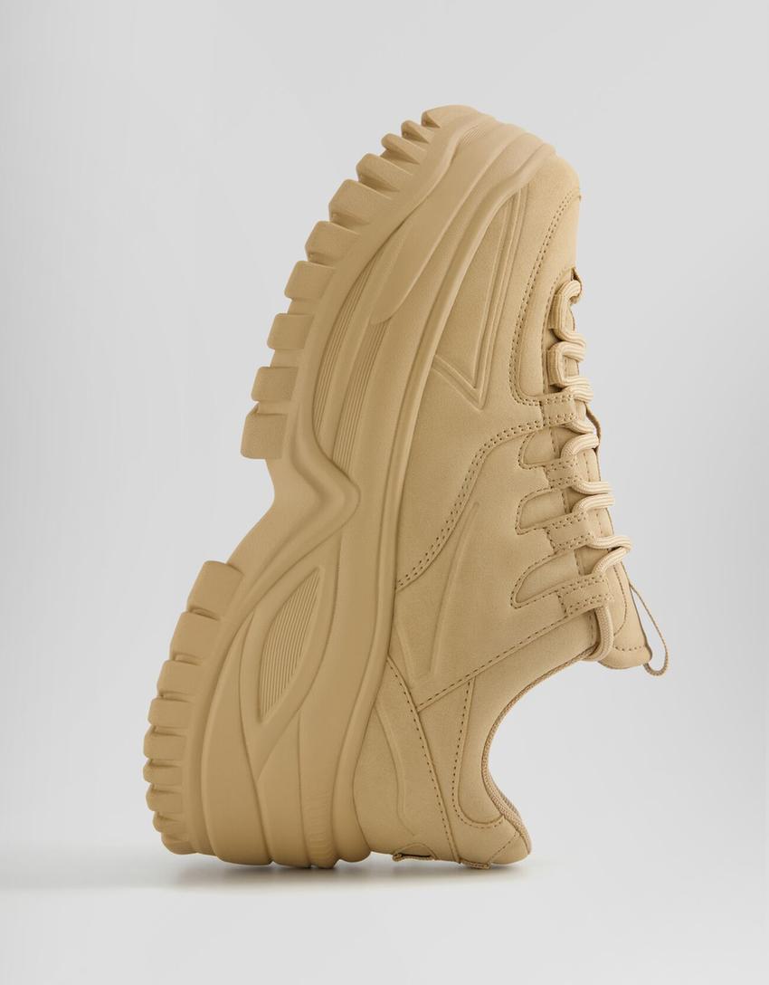 Multi-piece chunky sole trainers-CAMEL