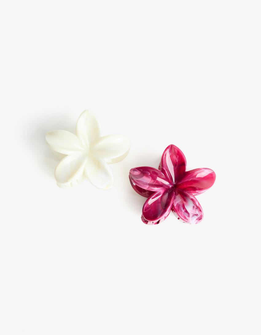 Pack of 2 flower hair clips-Fuchsia-2