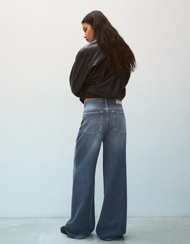 Crossover waist wide-leg jeans — Dark blue 2