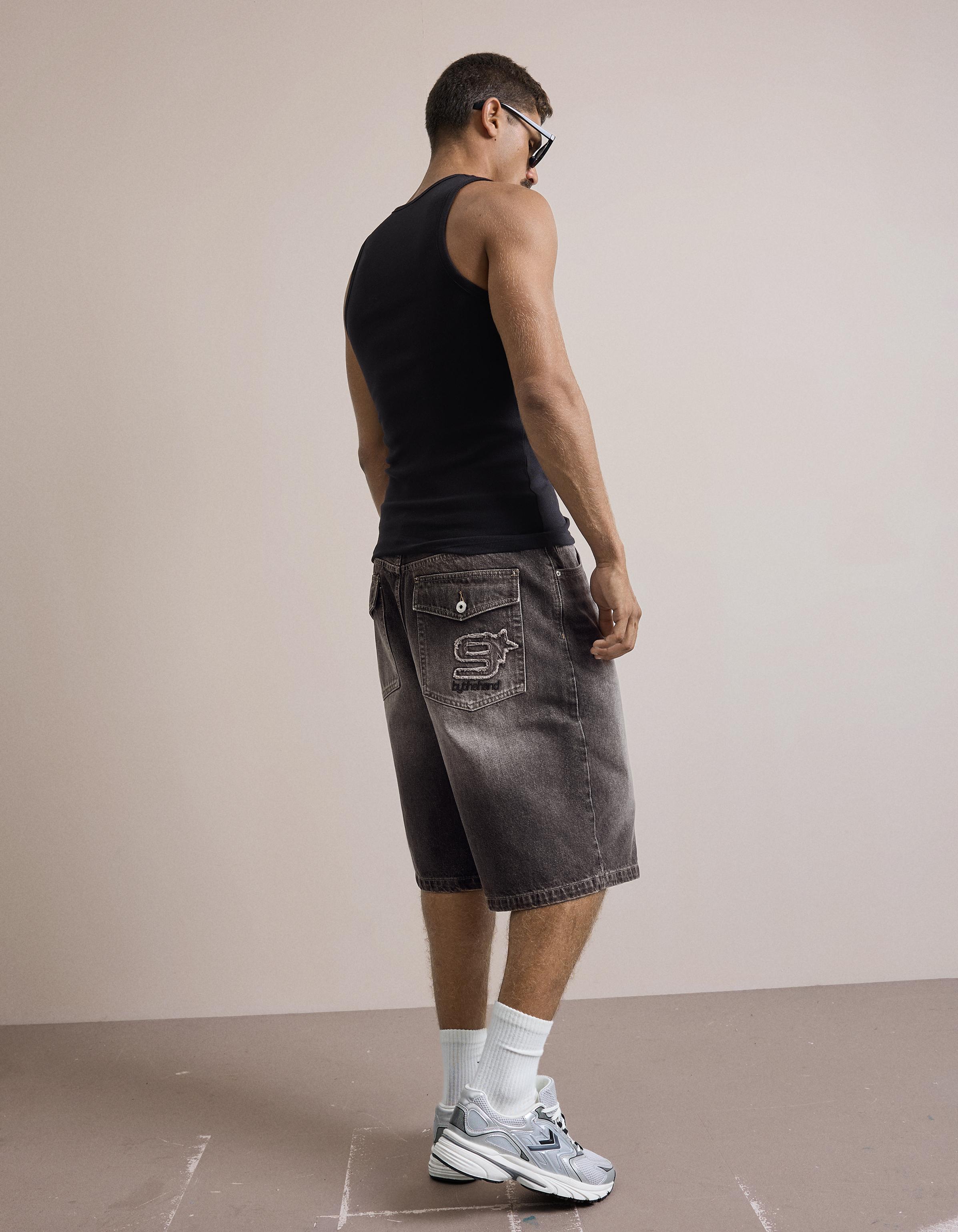 İşlemeli denim bermuda - Görsel 13