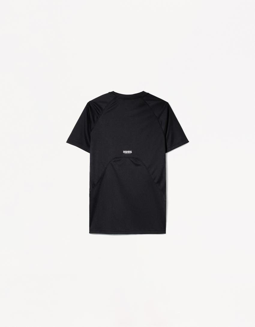 Slim-Fit-T-Shirt mit kurzen Ärmeln und Schlitzen-Schwarz-5