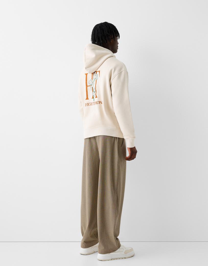 Calças tailoring pé de galo-Marrom-2