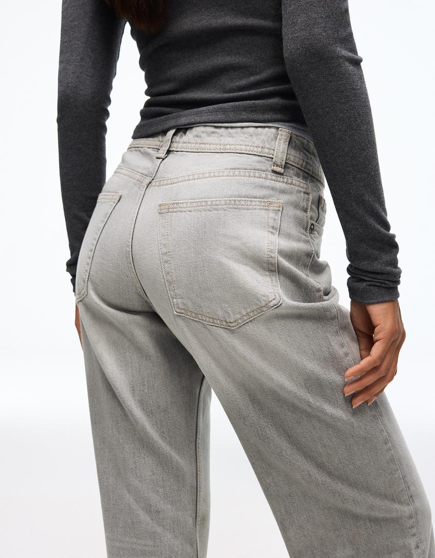Jeans baggy tiro medio-Gris