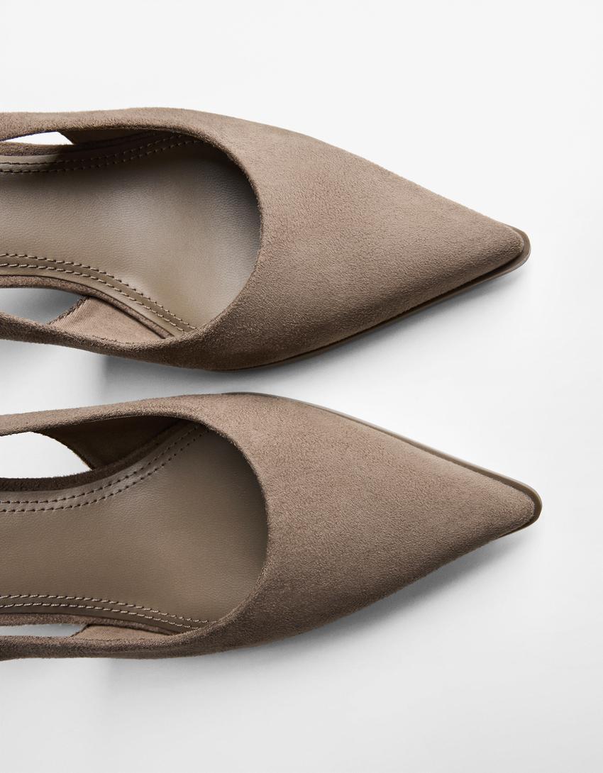 Közepes sarkú slingback cipő-Szürkésbézs